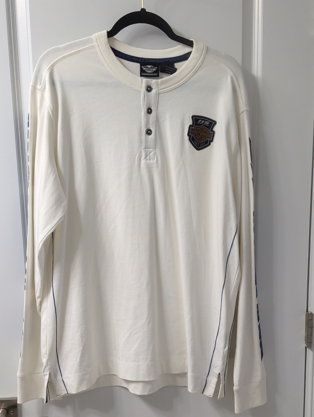 Harley-Davidson Men’s Cream Long-Sleeve Henley Shirt
